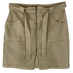 Saks‎ Fifth Avenue Tan Belted Utility Zip Front Mini Skirt Women's Size 27